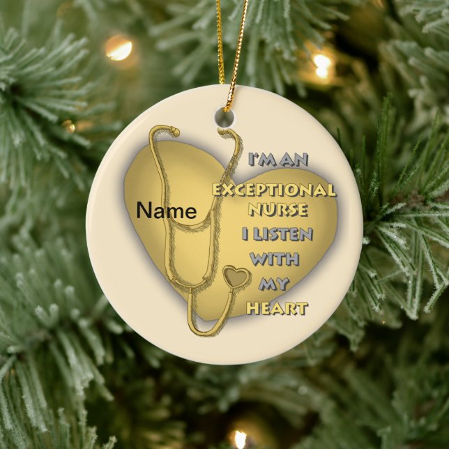 Yellow heart exceptional nurse  ceramic ornament (Tree)