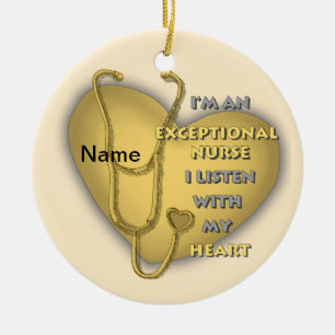 Yellow heart exceptional nurse  ceramic ornament
