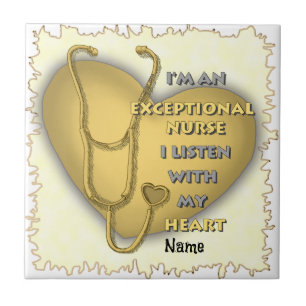 Yellow heart exceptional nurse ceramic tile