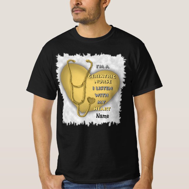 Yellow heart Geriatric Nurse T-Shirt (Front)