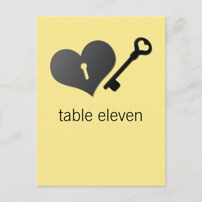 Yellow Heart Lock and Key Table Postcard (Front)