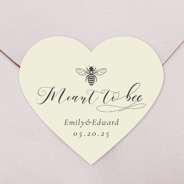 Yellow Heart Meant to Bee Wedding Honey Jar Favour Sticker (Creator Uploaded)