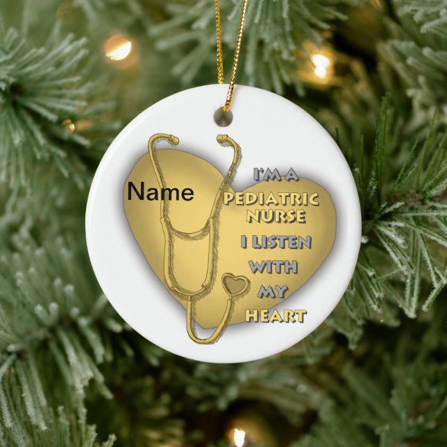 Yellow Heart Paediatrics Nurse Ceramic Ornament (Tree)