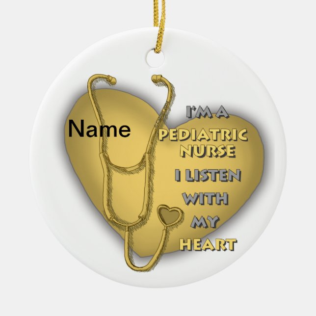 Yellow Heart Paediatrics Nurse Ceramic Ornament (Front)