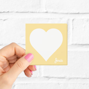 Yellow Heart Post-it Notes with Name