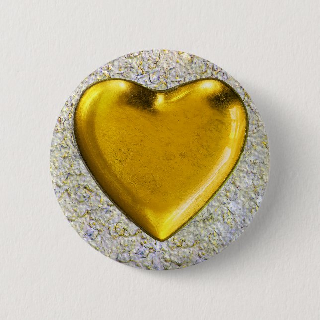 Yellow heart wall background 6 cm round badge (Front)