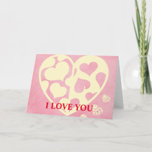 Yellow Heart with Pink Background I love you Holiday Card