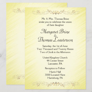 Yellow Hearts Accent Wedding Invitations