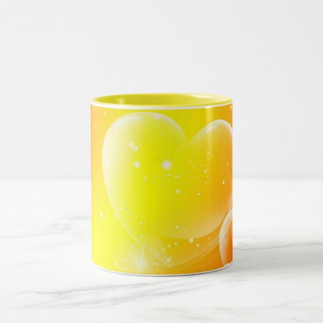 Yellow Hearts Ceramic Mugs (Center)