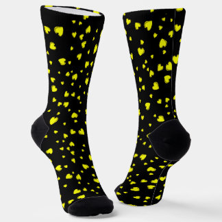 Yellow Hearts on Black Socks