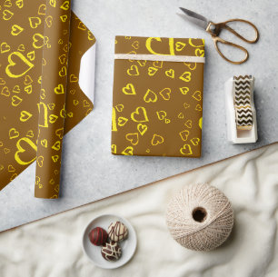 Yellow Hearts Simple Wrapping Paper