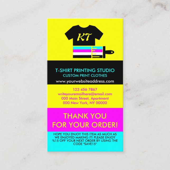 Yellow Heat Transfer Vinyl Clothing Washing Business Card (Front)
