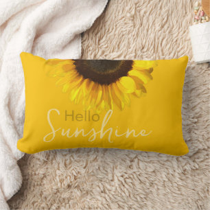 Yellow Hello Sunshine Sunflower Summer  Lumbar Cushion