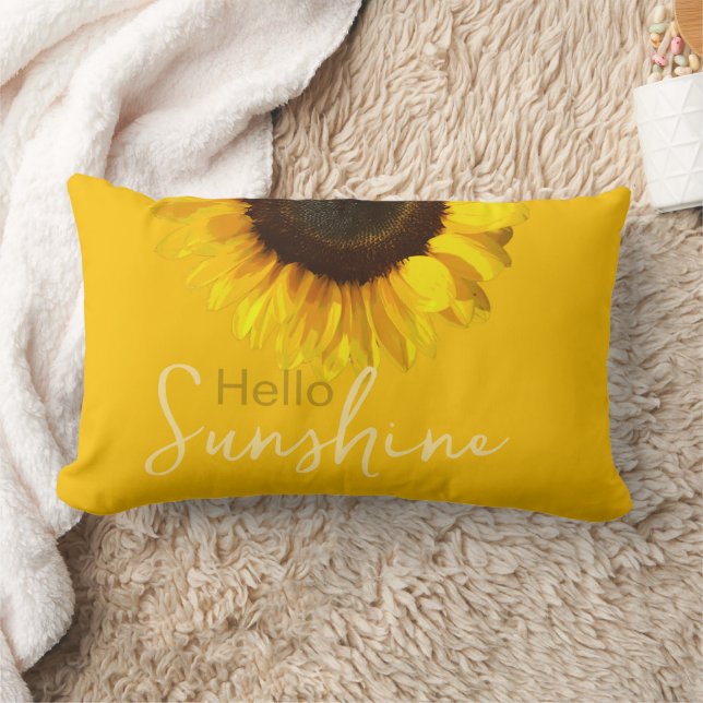 Yellow Hello Sunshine Sunflower Summer  Lumbar Cushion (Blanket)