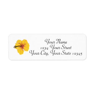 Yellow Hibiscus Address Label Return Address Label