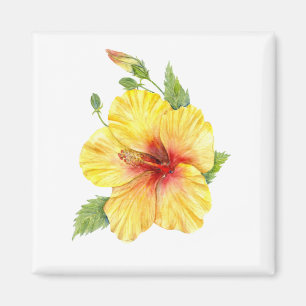 Yellow Hibiscus Botanical Art Magnet
