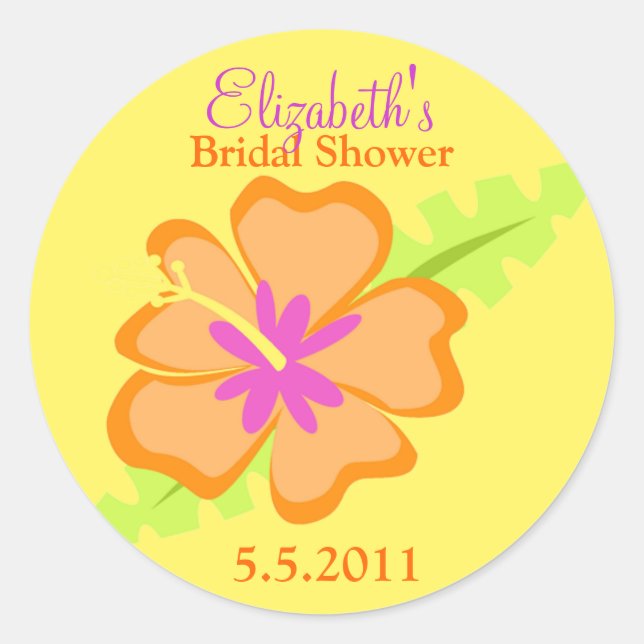Yellow Hibiscus Customisable Favour Stickers (Front)