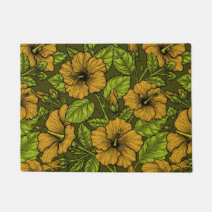 Yellow hibiscus doormat
