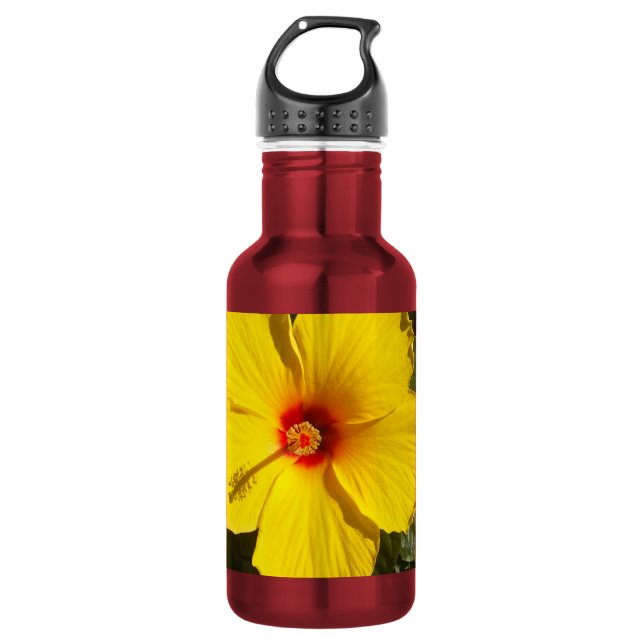 Yellow Hibiscus Flower 532 Ml Water Bottle (Front)