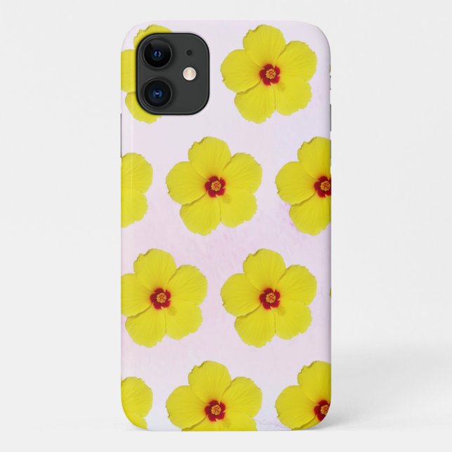 Yellow Hibiscus Flower Art Case-Mate iPhone Case (Back)