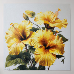 Yellow Hibiscus Flower Art Print Poster