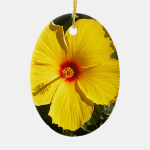 Yellow Hibiscus Flower Ceramic Tree Decoration