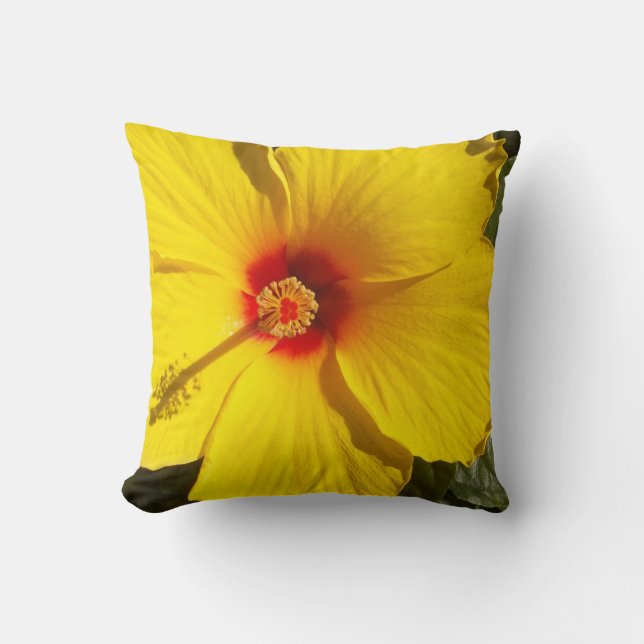 Yellow Hibiscus Flower Cushion (Front)