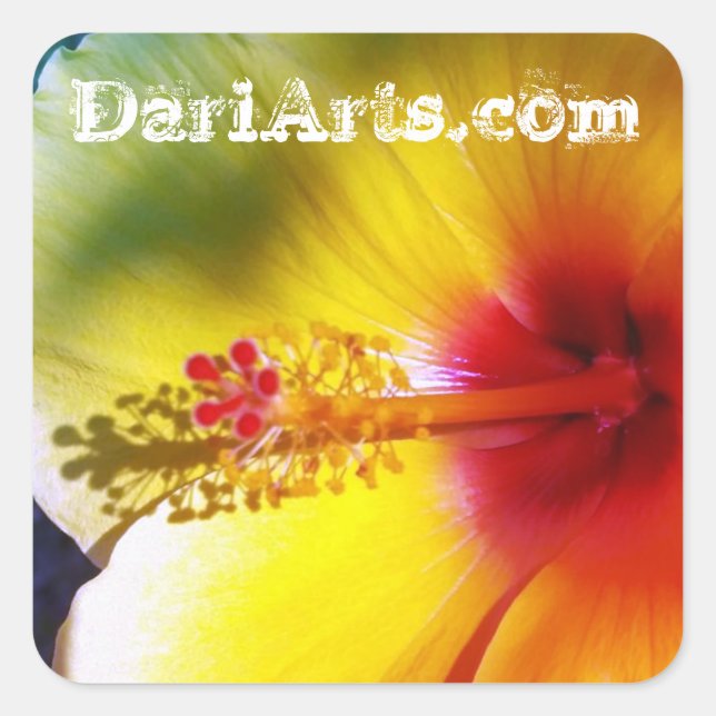 Yellow Hibiscus Flower custom name stickers (Front)
