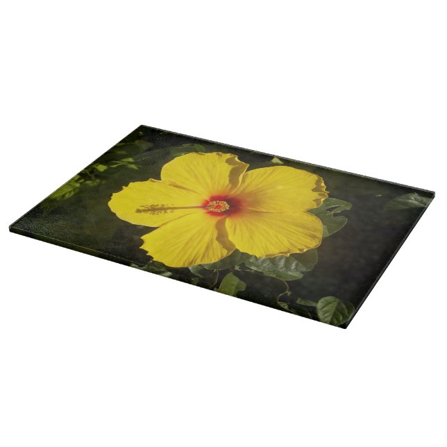 Yellow Hibiscus Flower Cutting Board (Corner)