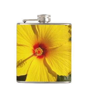 Yellow Hibiscus Flower Hip Flask