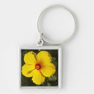 Yellow Hibiscus Flower Key Ring