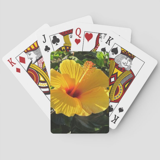 Yellow Hibiscus Flower  Playing Cards (Back)