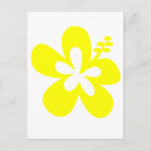 yellow hibiscus flower postcard