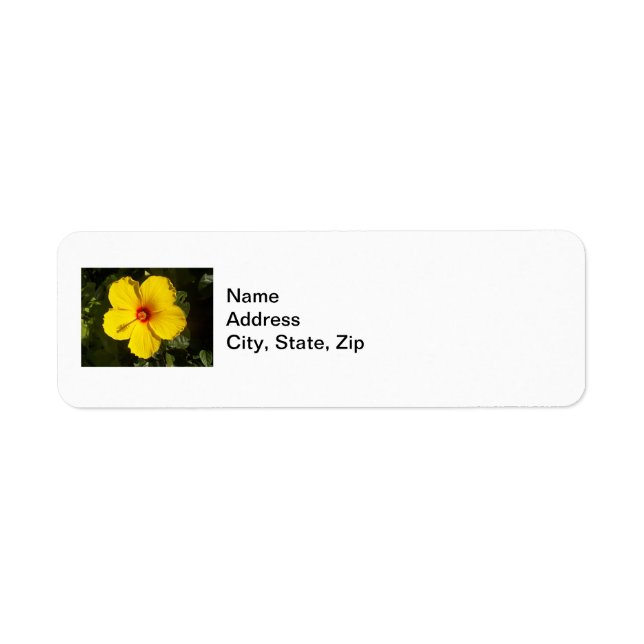 Yellow Hibiscus Flower Return Address Label (Front)