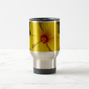 Yellow Hibiscus Flower Travel Mug