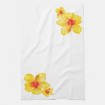 Yellow hibiscus hawaiian floral flower watercolor
