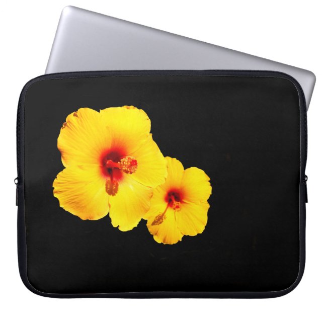 Yellow Hibiscus Laptop Case (Front)