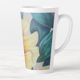 Yellow hibiscus latte mug