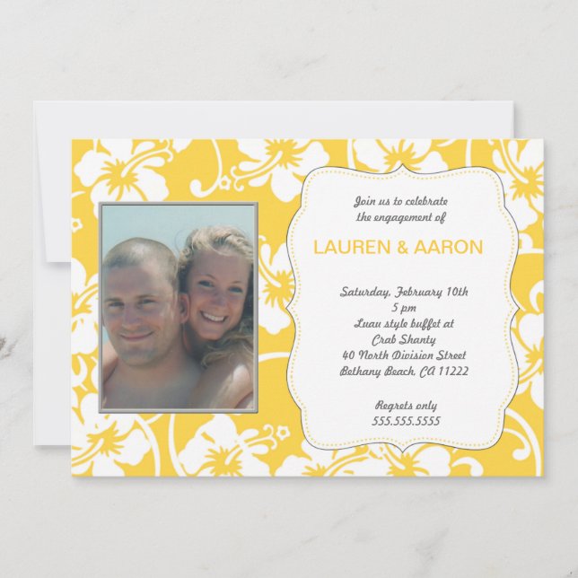 Yellow Hibiscus Luau Photo All Occasion Invites (Front)