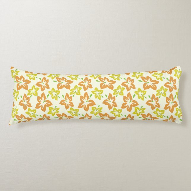 Yellow Hibiscus, Orange Hibiscus, Floral Pattern Body Cushion (Front)