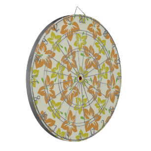 Yellow Hibiscus, Orange Hibiscus, Floral Pattern Dartboard
