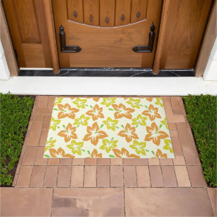 Yellow Hibiscus, Orange Hibiscus, Floral Pattern Doormat