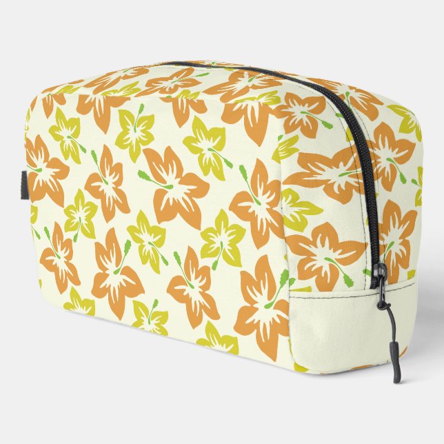 Yellow Hibiscus, Orange Hibiscus, Floral Pattern Dopp Kit (Right Corner)