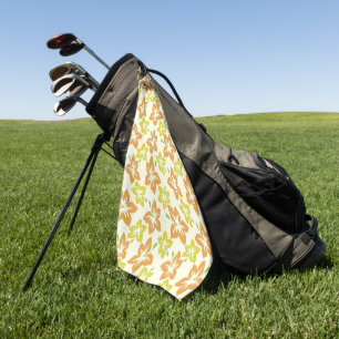 Yellow Hibiscus, Orange Hibiscus, Floral Pattern Golf Towel