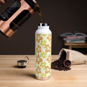 Yellow Hibiscus, Orange Hibiscus, Floral Pattern Water Bottle
