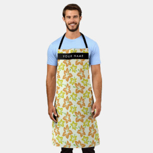 Yellow Hibiscus, Orange Hibiscus, Your Name Apron