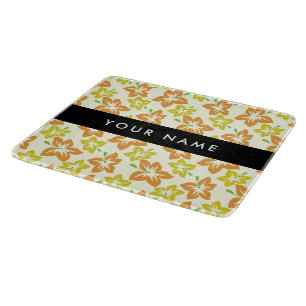 Yellow Hibiscus, Orange Hibiscus, Your Name Cutting Board
