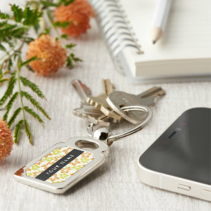 Yellow Hibiscus, Orange Hibiscus, Your Name Key Ring