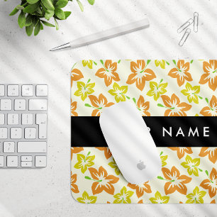 Yellow Hibiscus, Orange Hibiscus, Your Name Mouse Pad