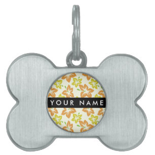 Yellow Hibiscus, Orange Hibiscus, Your Name Pet ID Tag